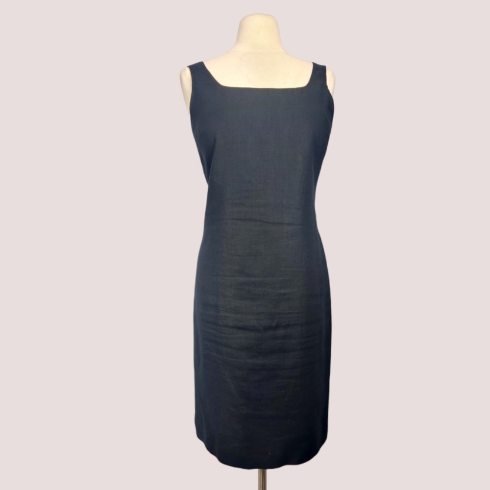 Teri Jon 100% Linen Black Dress SZ 10